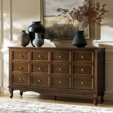 Antique-Inspired 4-Door Sideboard Cabinet - Decorative Drawer Illusion