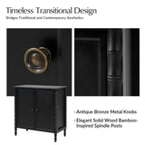 Deb 32" Wood Veneer Accent Cabinet with Adjustable Shelves, Modern Transitional Style
