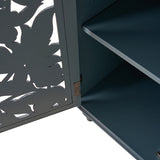 32" Tall 2 Door Blue Accent Cabinet with Built-in LED Light