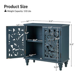 32" Tall 2 Door Blue Accent Cabinet with Built-in LED Light