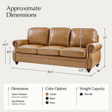 Iliana Genuine Leather Sofa with Elegant Rolled Arms