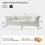 Modern Luxury Glam Velvet Sofa with Tufted Buttons & Gold Metal Accents