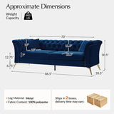 Modern Luxury Glam Velvet Sofa with Tufted Buttons & Gold Metal Accents