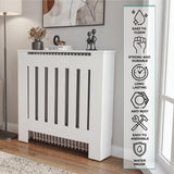 Radiator Cover Linn with Cabinet and Slatted Panel, Modern Home Furniture for Heating Units, Ventilated Decorative Enclosure with Extra Shelf Space, Ideal for Small to Medium Rooms