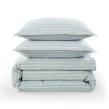 Larkspur 100% Slub Linen Prairie Stripe Duvet Cover Set