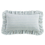 Larkspur 100% Slub Linen Prairie Stripe Ruffled Lumbar Pillow