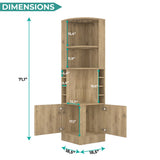Tuhome Syrah Corner Bar Cabinet with Two External Shelves, Stemware Rack, Eight Cubbies, Modern Design for Living Room or Home Bar