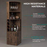 Tuhome Syrah Corner Bar Cabinet with Two External Shelves, Stemware Rack, Eight Cubbies, Modern Design for Living Room or Home Bar