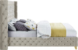 Savan Velvet Bed with Deep Button Tufting and Customizable Gold or Chrome Legs for Luxury Style