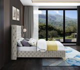 Savan Velvet Bed with Deep Button Tufting and Customizable Gold or Chrome Legs for Luxury Style