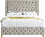 Savan Velvet Bed with Deep Button Tufting and Customizable Gold or Chrome Legs for Luxury Style