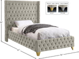 Savan Velvet Bed with Deep Button Tufting and Customizable Gold or Chrome Legs for Luxury Style
