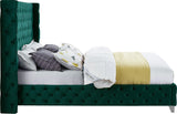 Savan Luxe Velvet Bed with Wingback Design, Deep Tufting, and Customizable Gold or Chrome Legs