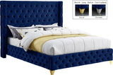 Savan Velvet Bed - Luxe Black Upholstered Frame with Deep Button Tufting & Customizable Legs