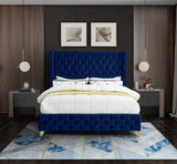 Savan Velvet Bed - Luxe Black Upholstered Frame with Deep Button Tufting & Customizable Legs