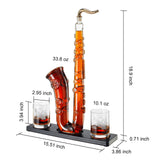 Saxophone Whiskey & Wine Decanter - 34 OZ Decanter Set with Two 10 Oz