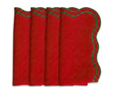 Green and Red Napkins - Scalloped Edge