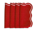 Cloth Red Napkins - Scalloped Napkins