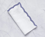 Navy and White Scalloped Napkin
