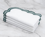 Green Scalloped Embroidered Napkins