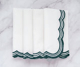 Green Scalloped Embroidered Napkins