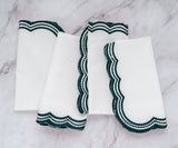 Green Scalloped Embroidered Napkins