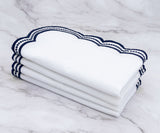 Navy blue Scalloped Embroidered Napkins