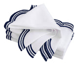 Navy blue Scalloped Embroidered Napkins