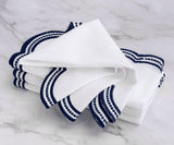 Navy blue Scalloped Embroidered Napkins