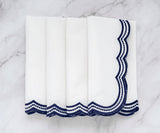 Navy blue Scalloped Embroidered Napkins