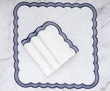 Navy blue Scalloped Embroidered Napkins