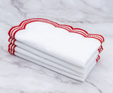 Red Scalloped Embroidered Napkins