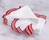 Red Scalloped Embroidered Napkins