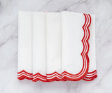 Red Scalloped Embroidered Napkins