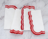 Red Scalloped Embroidered Napkins