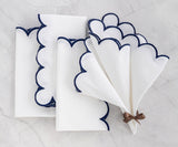 Navy Scalloped Edge Napkins - LongWave