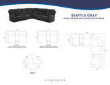 Seattle 3-Piece Dual-Power Reclining Sectional w/Dual Wireless-Charging Consoles