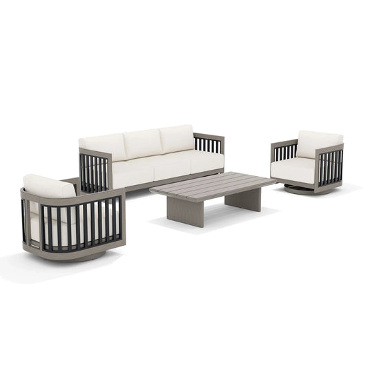 Sereno Patio Furniture Sofa Set with Swivel Chairs