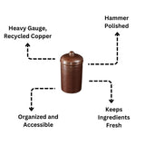 Copper Kitchen Canisters - Complete 5 piece Set