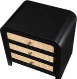 Siena Night Stand - Elegant Mid-Century Design with Cane Drawers and Durable Ash Wood Construction