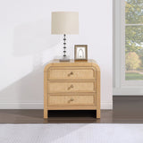 Siena Night Stand - Elegant Mid-Century Design with Cane Drawers and Durable Ash Wood Construction