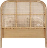 Siena Mid-Century Modern Bed with Elegant Cane Headboard and Durable Ash Wood for Timeless Style