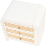 Siena Night Stand - Elegant Mid-Century Design with Cane Drawers and Durable Ash Wood Construction