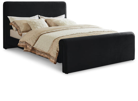 Sloan Contemporary Velvet Bed with Curved Headboard, Stylish Design & Comfortable Support 59" W