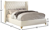 Soho Elegant Leather Wing Bed with Gold Nail Head Details and Deep Tufted Design for Modern Style