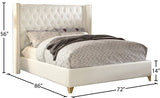 Soho Elegant Leather Wing Bed with Gold Nail Head Details and Deep Tufted Design for Modern Style