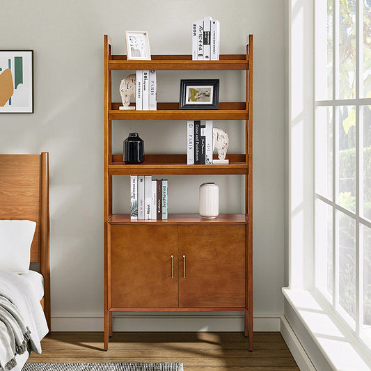Andre 76"H x 36"W Solid Wood Ladder Bookcase