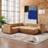 Solo Corner Sectional Sofa With Ottoman - Cognac Velvet