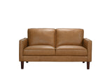 Soria Saddle Brown Top-Grain Leather Loveseat