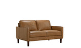 Soria Saddle Brown Top-Grain Leather Loveseat